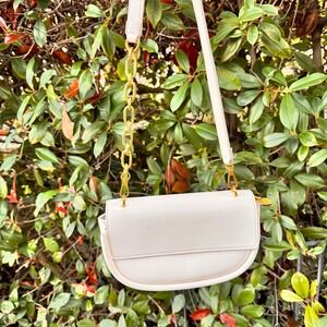 Madison West Cream Convertible Shoulder Crossbody Bag Gold Chain Strap